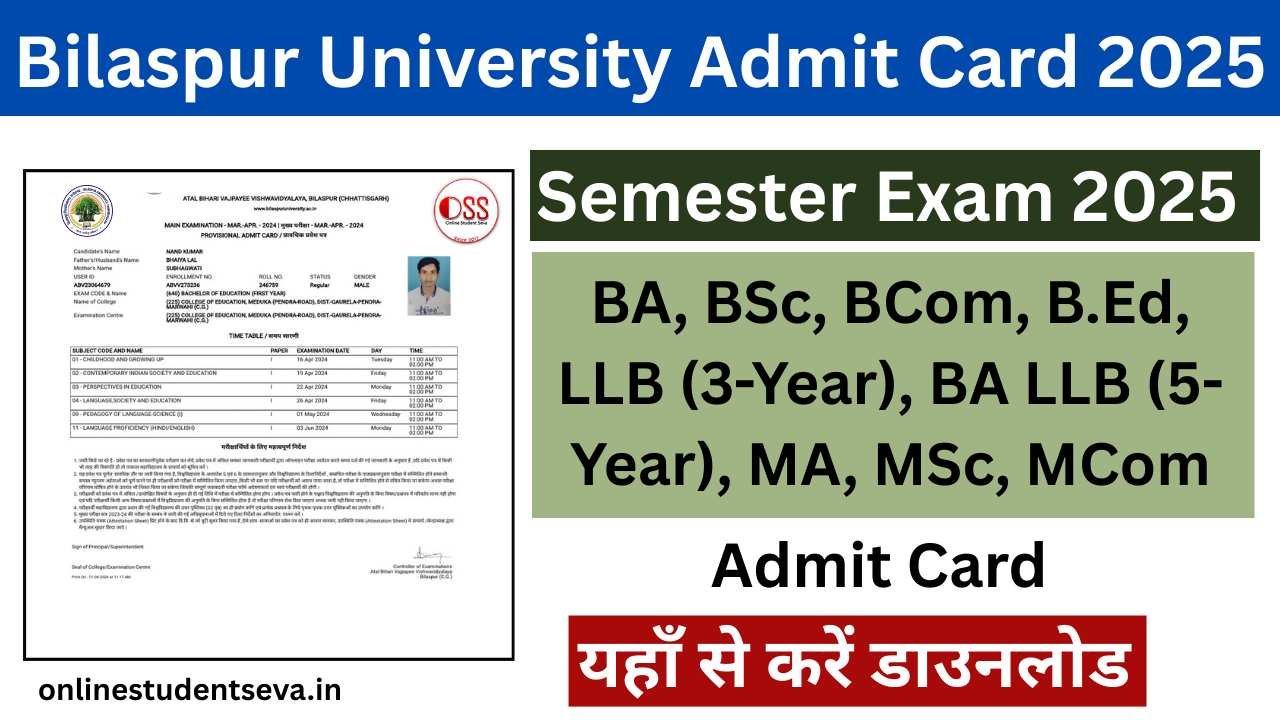 Bilaspur University Admit Card 2025