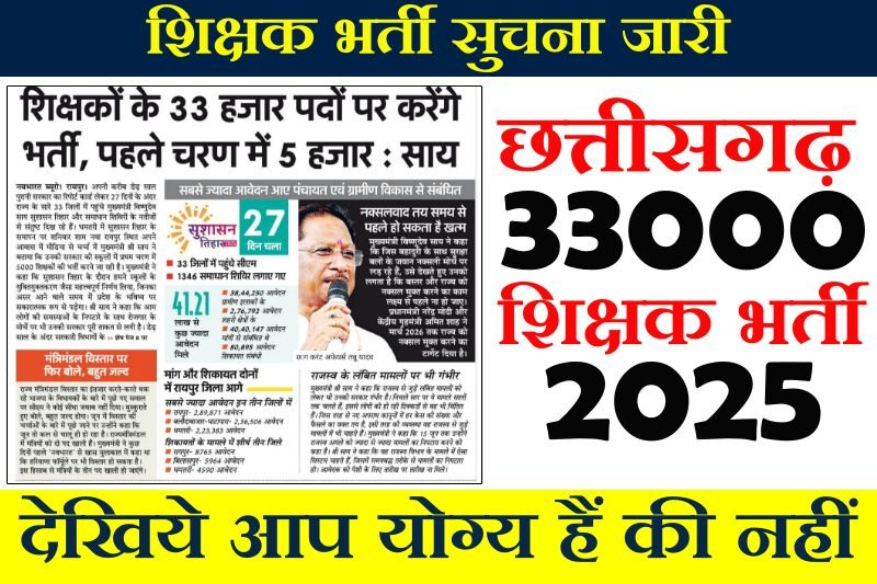 CG 33000 Teachers Vacancy 2025