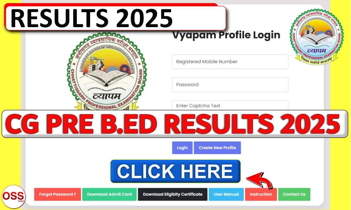 CG Pre BEd Result 2025