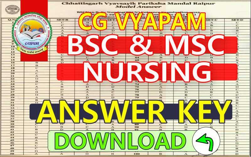 CG VYAPAM BSC NURSING MODEL ANSWER 2025: BSCN और MSCN प्रवेश परीक्षा के मॉडल उत्तर जारी