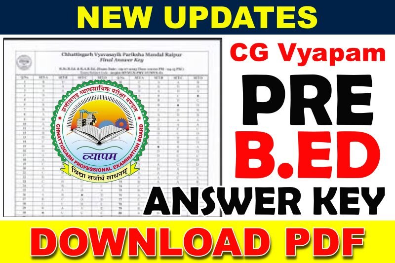CG Vyapam Pre BEd Answer Key 2025