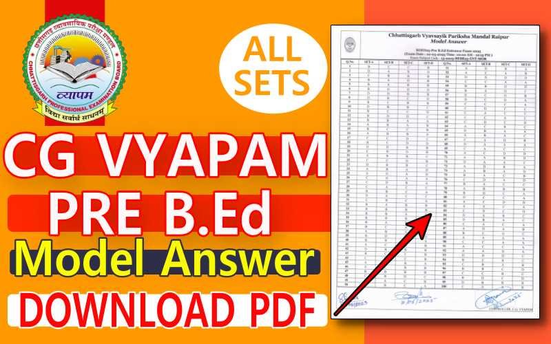 CG Vyapam Pre BEd Model Answer 2025