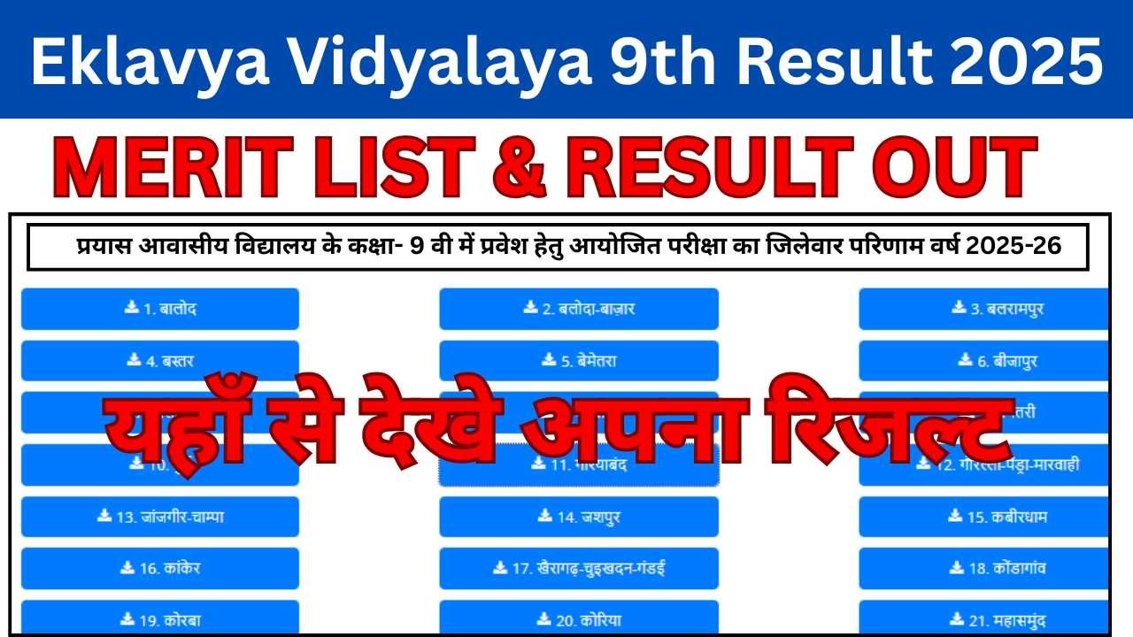 Eklavya Vidyalaya 9th Result 2025