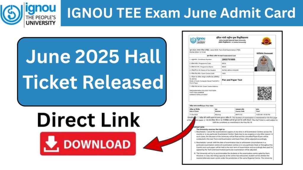 IGNOU TEE Exam June Admit Card 2025
