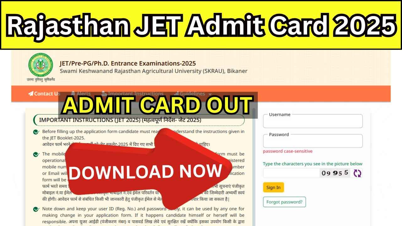 Rajasthan JET Admit Card 2025